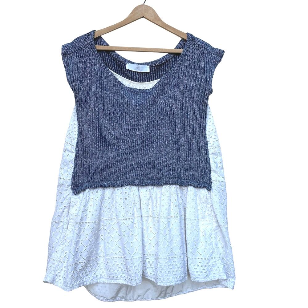 Thakoon Addiction Blue and White Eyelet Mini Dress / Tunic Size 8